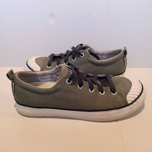 Keen Elsa Canvas Sneakers-Size 8.5-Vulcanized Rubber Toe-Odor Control-Army Green - Picture 3 of 8